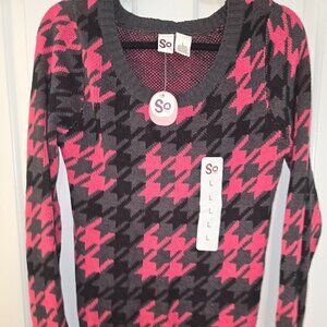 So Pink Black Sweater L with tags